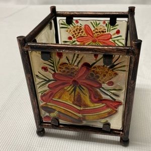 Lantern Tea Light Candle Holder Glass Metal Christmas Decor.